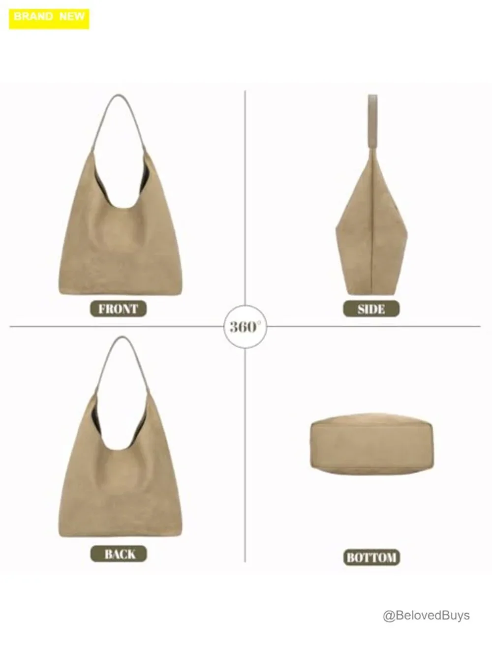 Faux Suede Hobo Bag with Magnetic Clasp - Large Capacity Shoulder Tote for Work